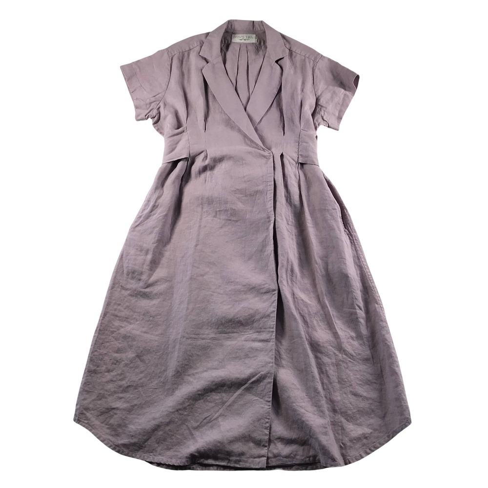 Lavender Short-Sleeve Midi Dress with Wrap Front